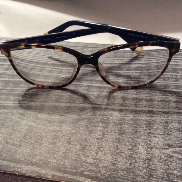 Furla Eyeglasses Frame VFU169K 0744 Brown Tortoise Blue